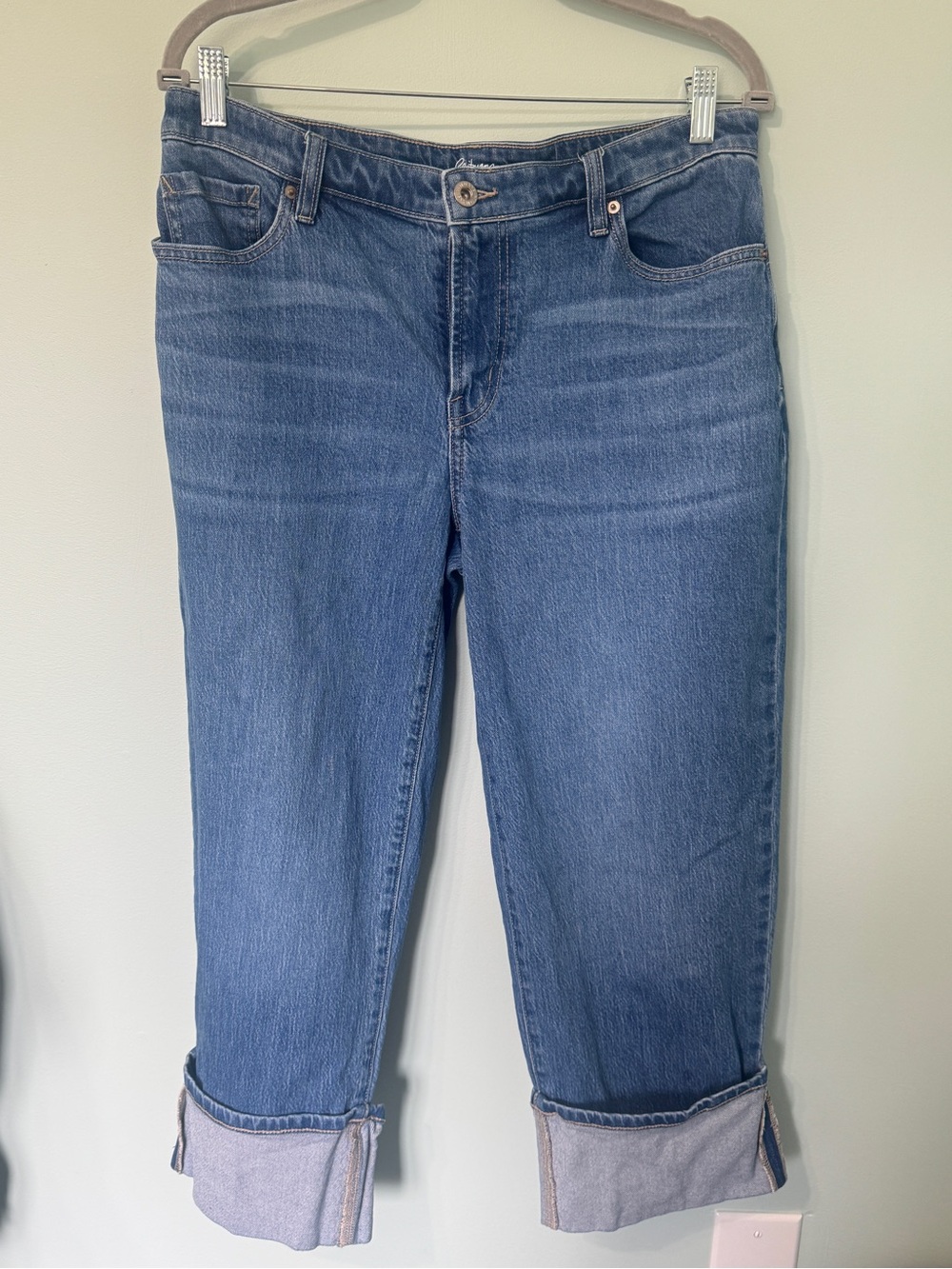 Reitmans Blue Straight Leg Jeans - Cuffed Hem